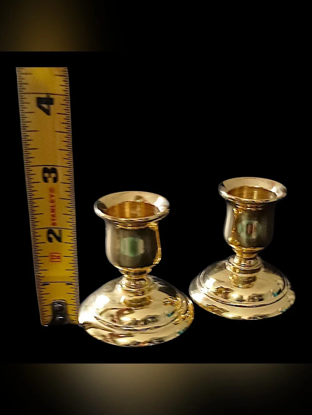2 Vintage PartyLite Brass Candle Holders Mini Tapers Gold Tone Candlesticks